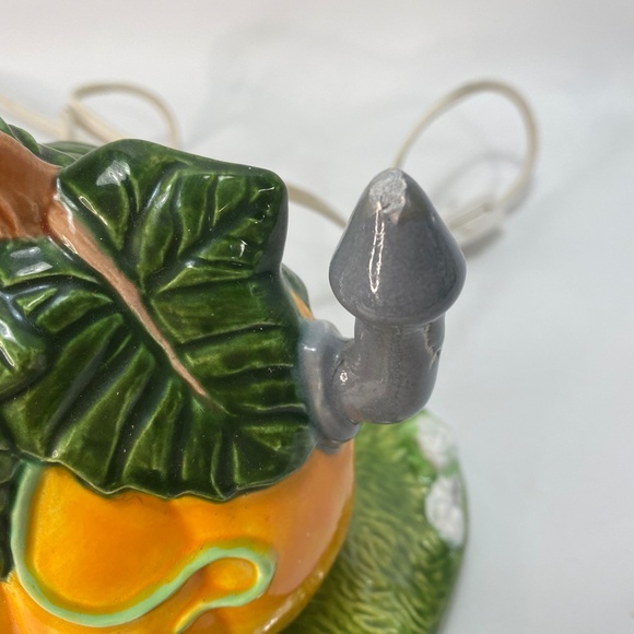 Vtg 2 Pc Scioto Molds Ceramic 1980/90s Pumpkin House Snowy Yard Trees w Light - Picture 10 of 16